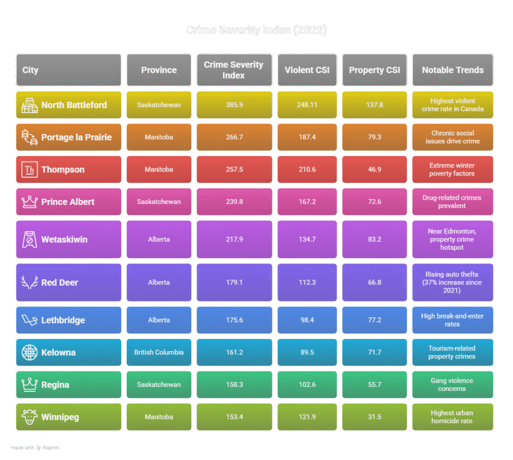 The Data: Canada’s Highest-Crime Cities (Crime Severity Index, 2022)